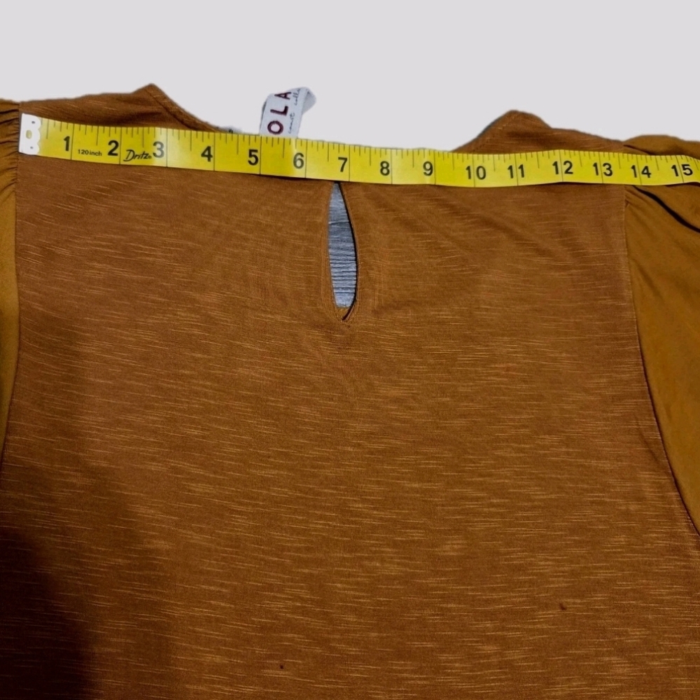 Anthropologie Dolan Mustard Puff Sleeve Top - Picture 13 of 14